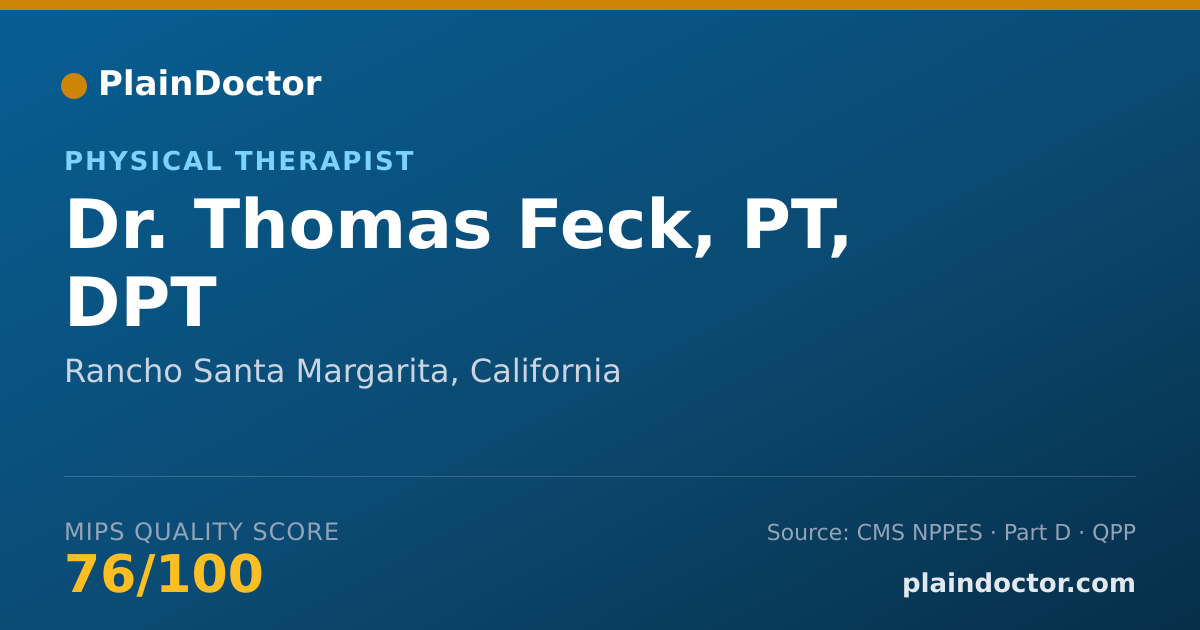 Shareable card for Thomas Feck, PT, DPT - Physical Therapist, Rancho Santa Margarita, CA
