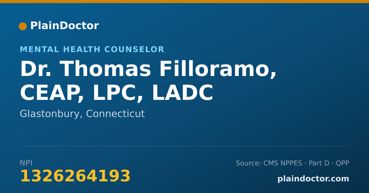 Shareable card for Thomas Filloramo, CEAP, LPC, LADC - Mental Health Counselor, Glastonbury, CT
