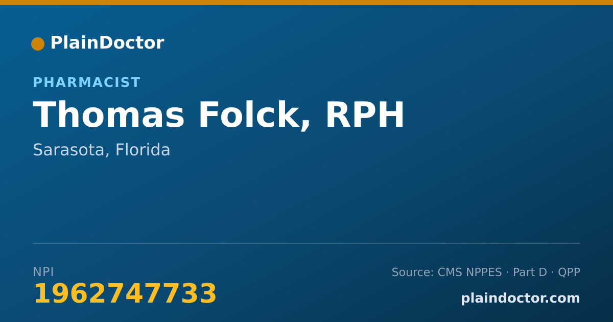 Shareable card for Thomas Folck, RPH - Pharmacist, Sarasota, FL