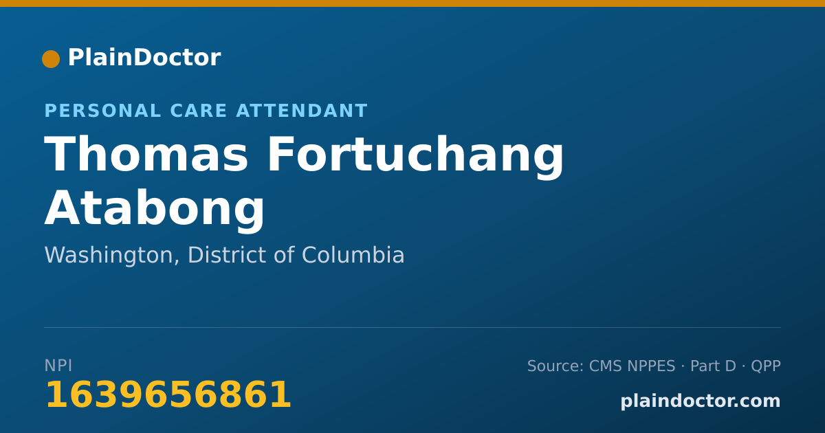 Shareable card for Thomas Fortuchang Atabong - Personal Care Attendant, Washington, DC