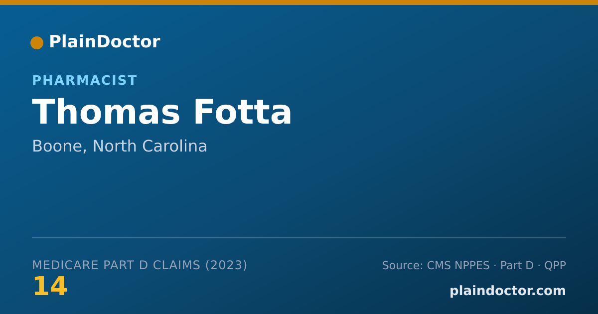 Shareable card for Thomas Fotta - Pharmacist, Boone, NC