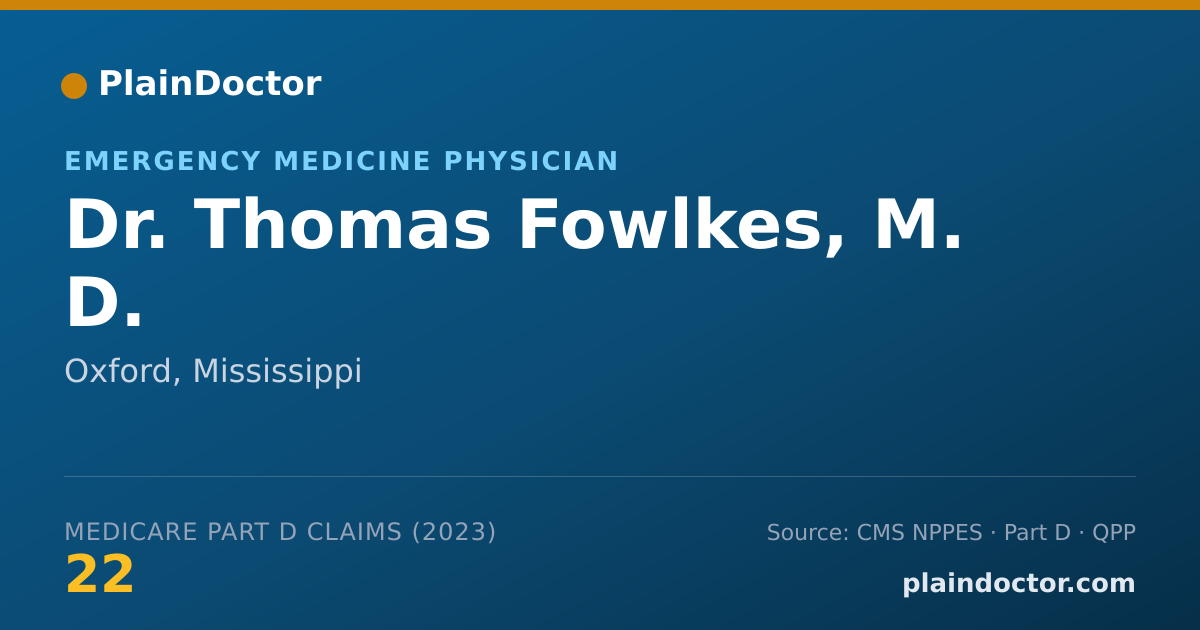 Shareable card for Thomas Fowlkes, M. D. - Emergency Medicine Physician, Oxford, MS
