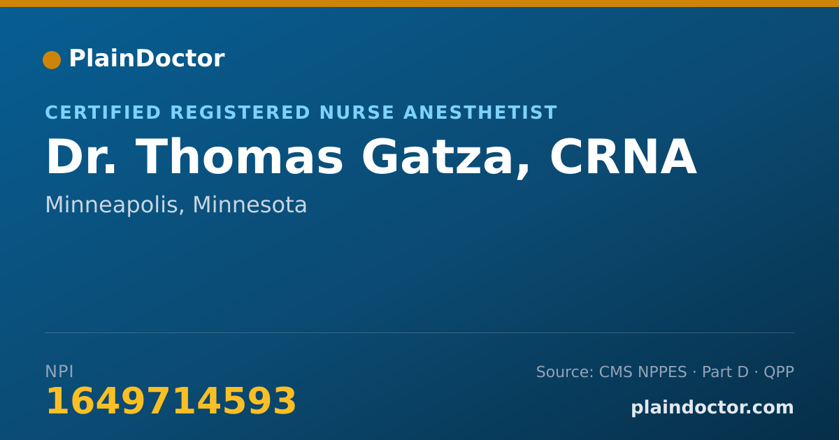 Shareable card for Thomas Gatza, CRNA - Certified Registered Nurse Anesthetist, Minneapolis, MN