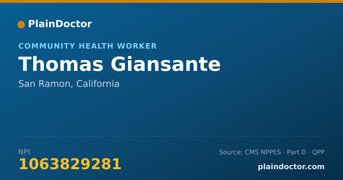 Shareable card for Thomas Giansante - Community Health Worker, San Ramon, CA