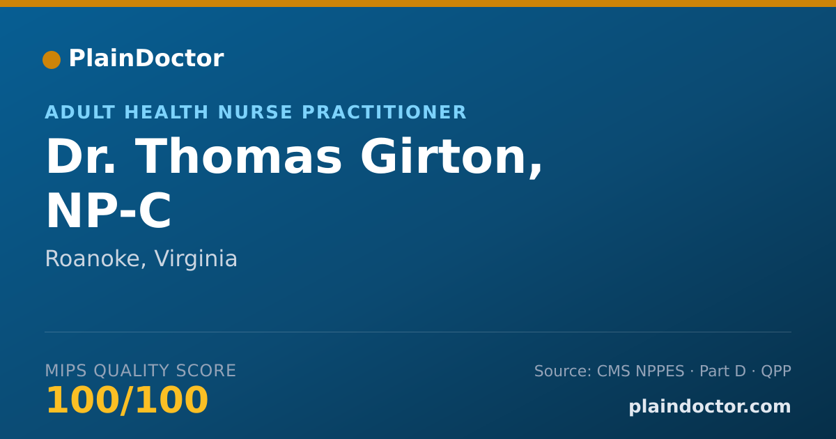 Shareable card for Thomas Girton, NP-C - Adult Health Nurse Practitioner, Roanoke, VA