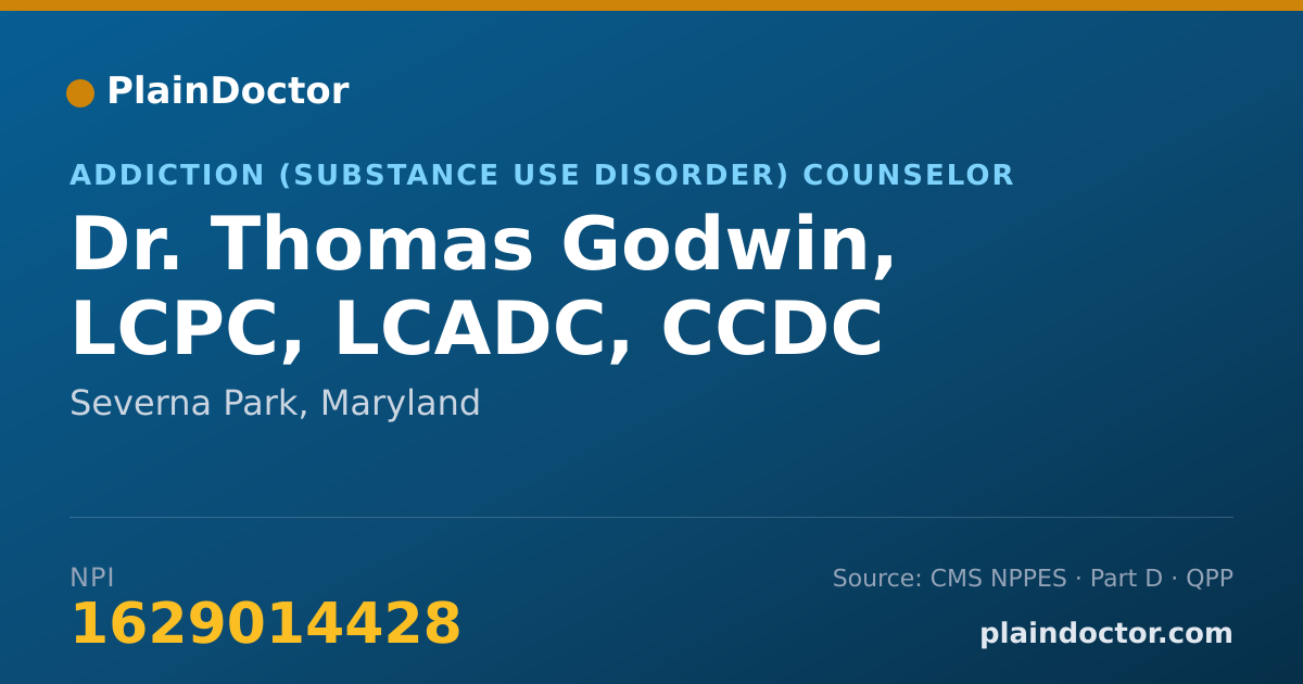 Shareable card for Thomas Godwin, LCPC, LCADC, CCDC - Addiction (Substance Use Disorder) Counselor, Severna Park, MD