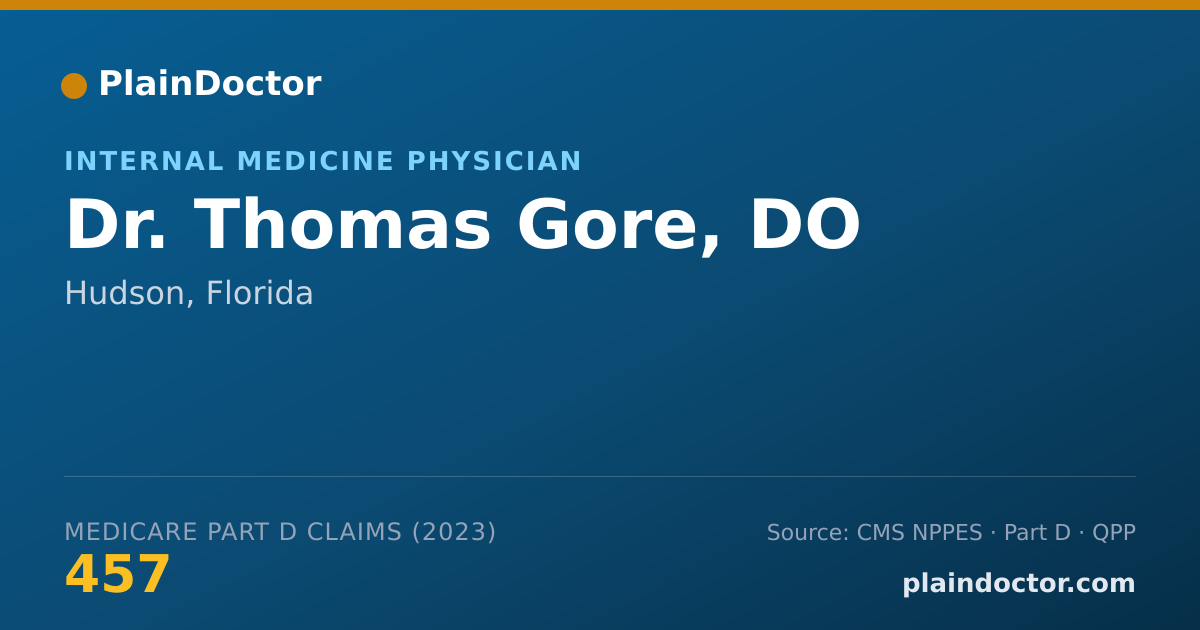 Shareable card for Thomas Gore, DO - Internal Medicine Physician, Hudson, FL
