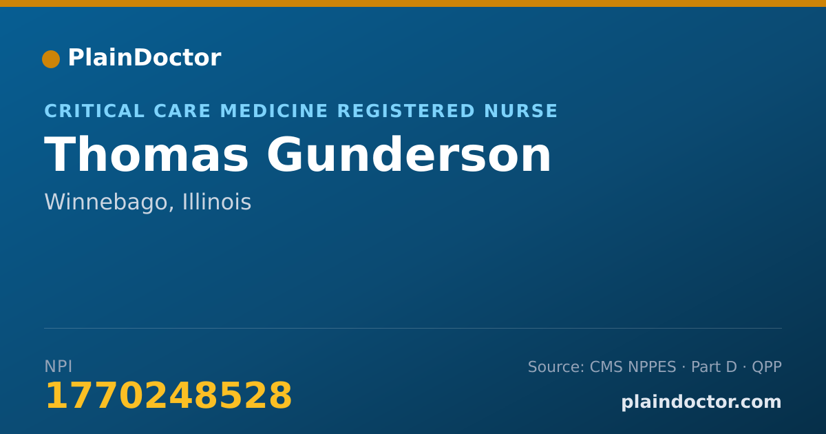 Shareable card for Thomas Gunderson - Critical Care Medicine Registered Nurse, Winnebago, IL
