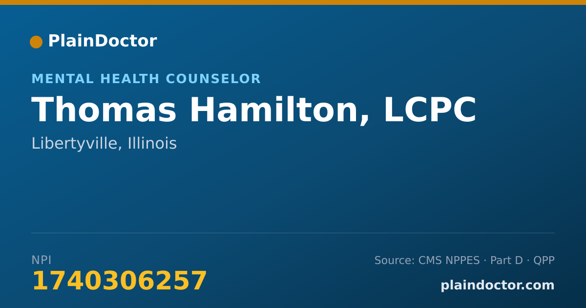 Shareable card for Thomas Hamilton, LCPC - Mental Health Counselor, Libertyville, IL