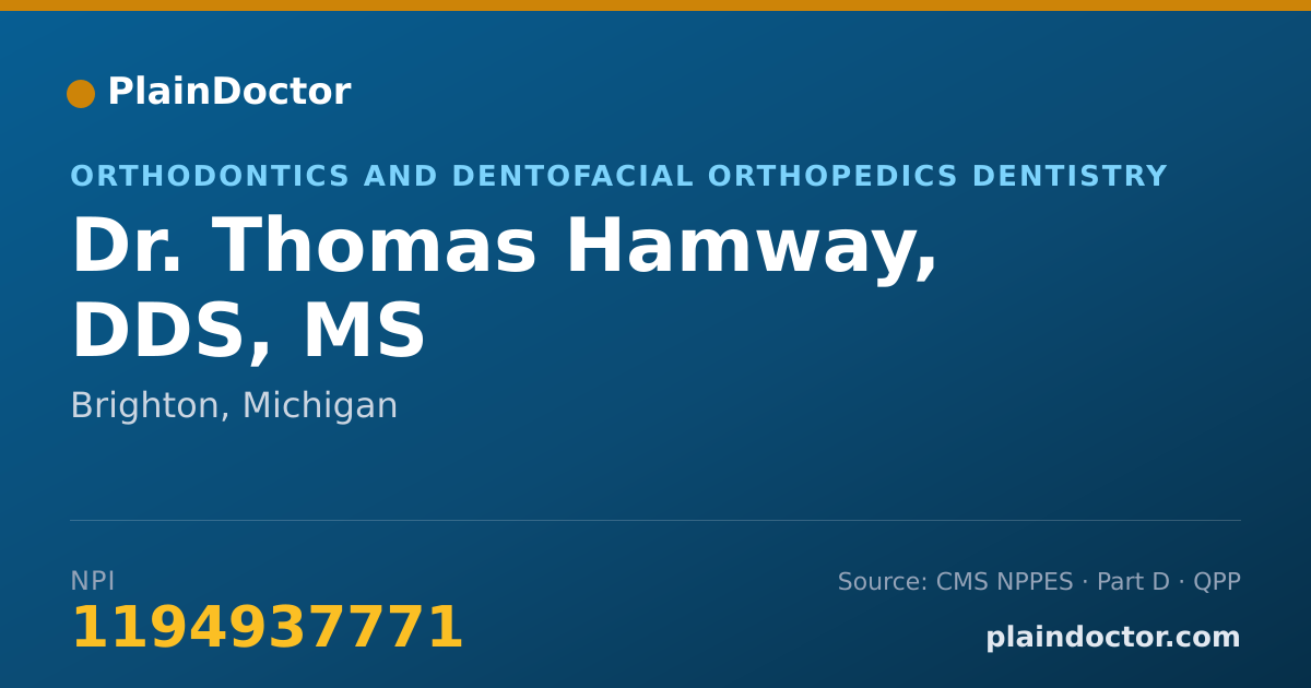 Shareable card for Thomas Hamway, DDS, MS - Orthodontics and Dentofacial Orthopedics Dentistry, Brighton, MI