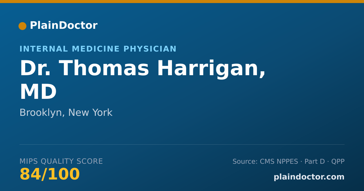 Shareable card for Thomas Harrigan, MD - Internal Medicine Physician, Brooklyn, NY