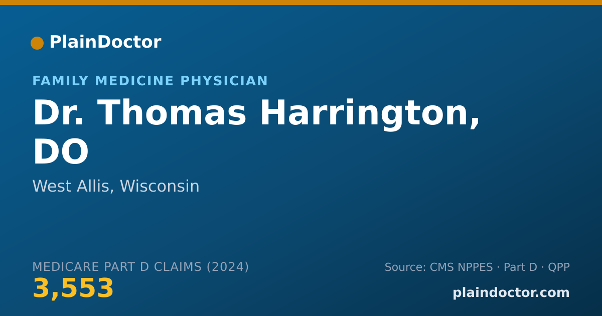 Shareable card for Thomas Harrington, DO - Family Medicine Physician, West Allis, WI