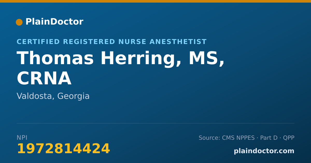 Shareable card for Thomas Herring, MS, CRNA - Certified Registered Nurse Anesthetist, Valdosta, GA