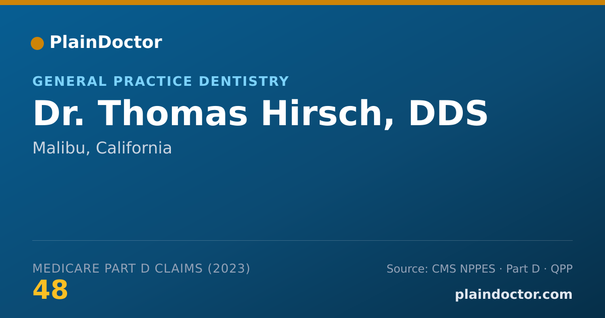Shareable card for Thomas Hirsch, DDS - General Practice Dentistry, Malibu, CA
