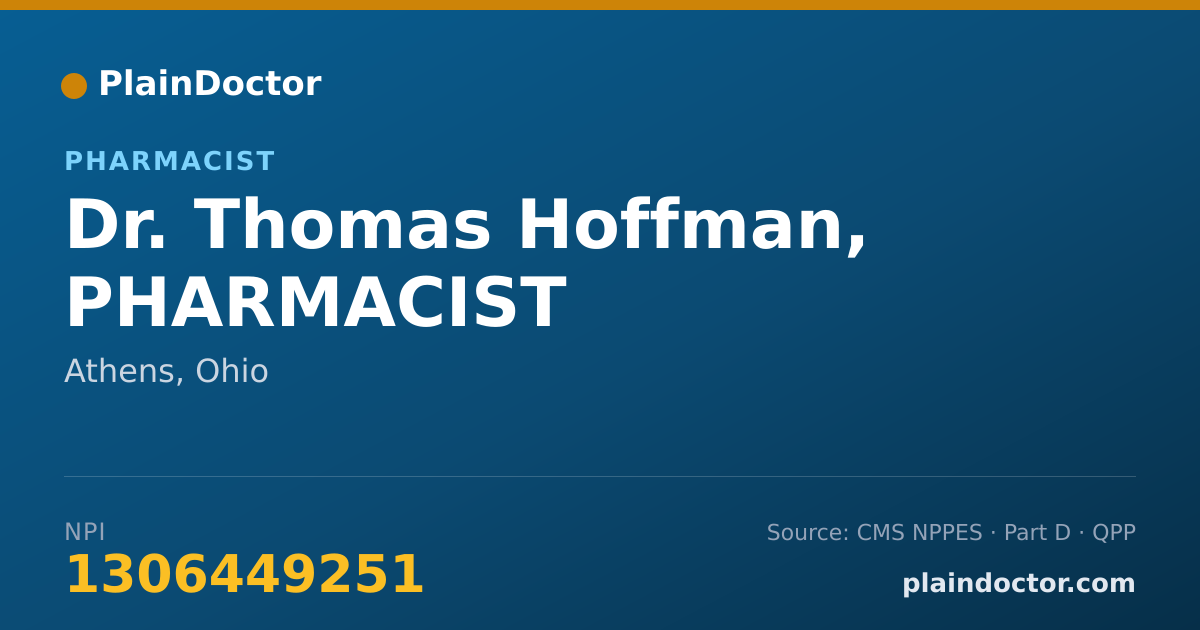 Shareable card for Thomas Hoffman, PHARMACIST - Pharmacist, Athens, OH