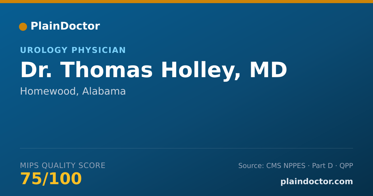 Shareable card for Thomas Holley, MD - Urology Physician, Homewood, AL