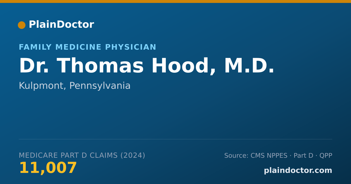 Shareable card for Thomas Hood, M.D. - Family Medicine Physician, Kulpmont, PA