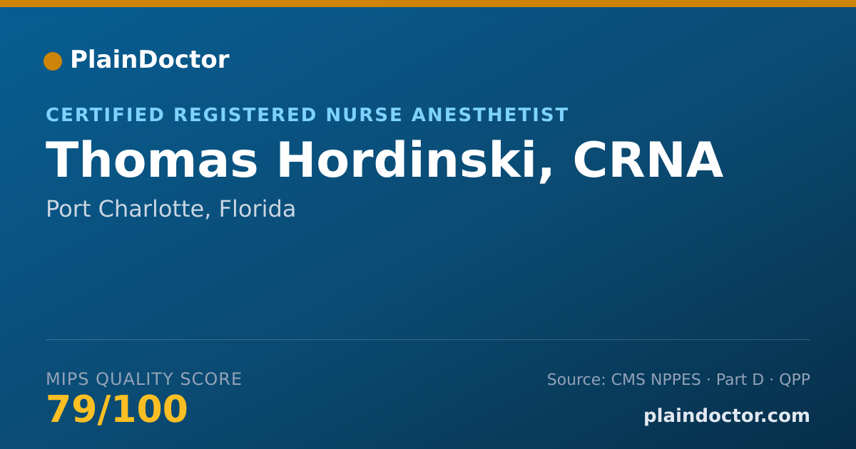 Shareable card for Thomas Hordinski, CRNA - Certified Registered Nurse Anesthetist, Port Charlotte, FL