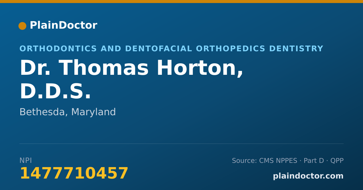 Shareable card for Thomas Horton, D.D.S. - Orthodontics and Dentofacial Orthopedics Dentistry, Bethesda, MD