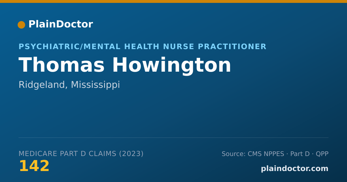 Shareable card for Thomas Howington - Psychiatric/Mental Health Nurse Practitioner, Ridgeland, MS