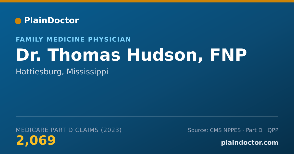 Shareable card for Thomas Hudson, FNP - Family Medicine Physician, Hattiesburg, MS