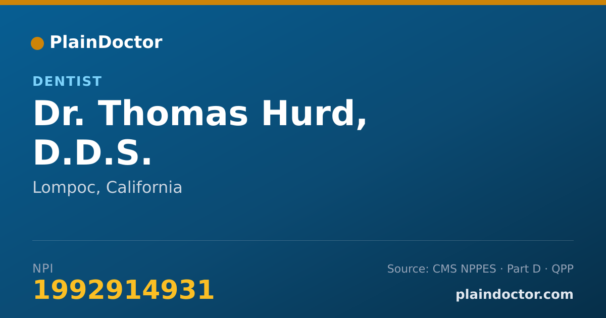 Shareable card for Thomas Hurd, D.D.S. - Dentist, Lompoc, CA