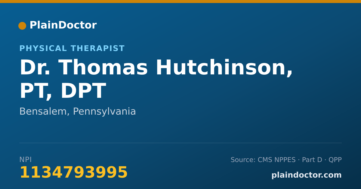 Shareable card for Thomas Hutchinson, PT, DPT - Physical Therapist, Bensalem, PA