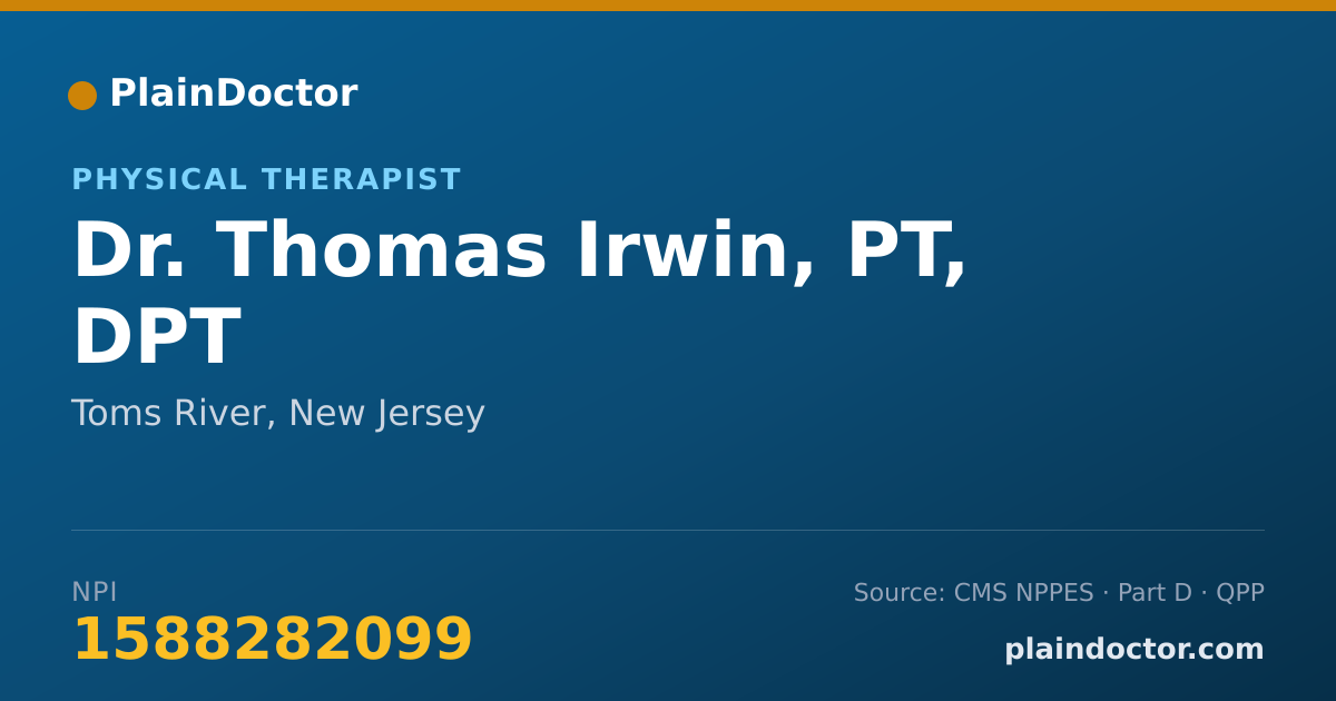 Shareable card for Thomas Irwin, PT, DPT - Physical Therapist, Toms River, NJ