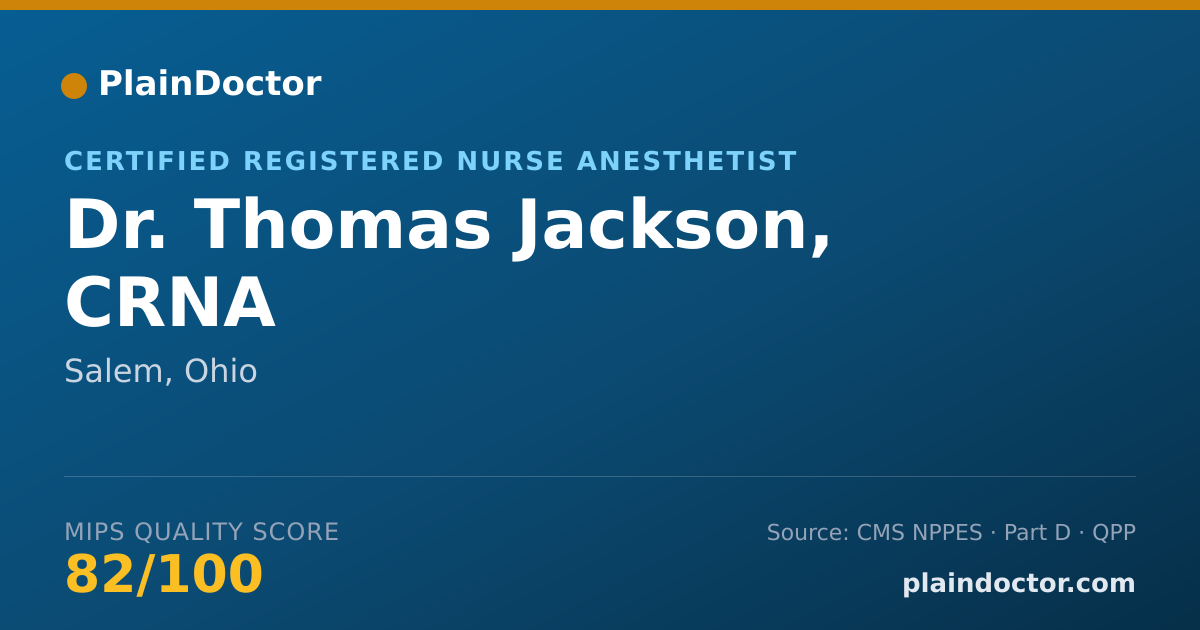 Shareable card for Thomas Jackson, CRNA - Certified Registered Nurse Anesthetist, Salem, OH