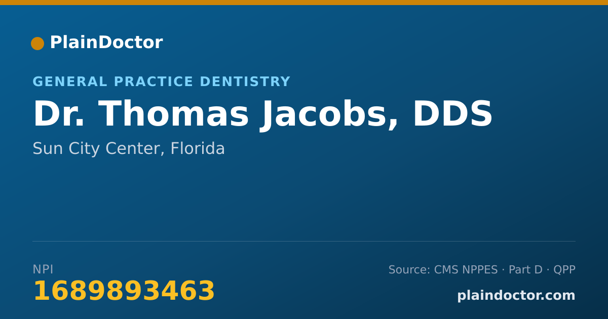 Shareable card for Thomas Jacobs, DDS - General Practice Dentistry, Sun City Center, FL