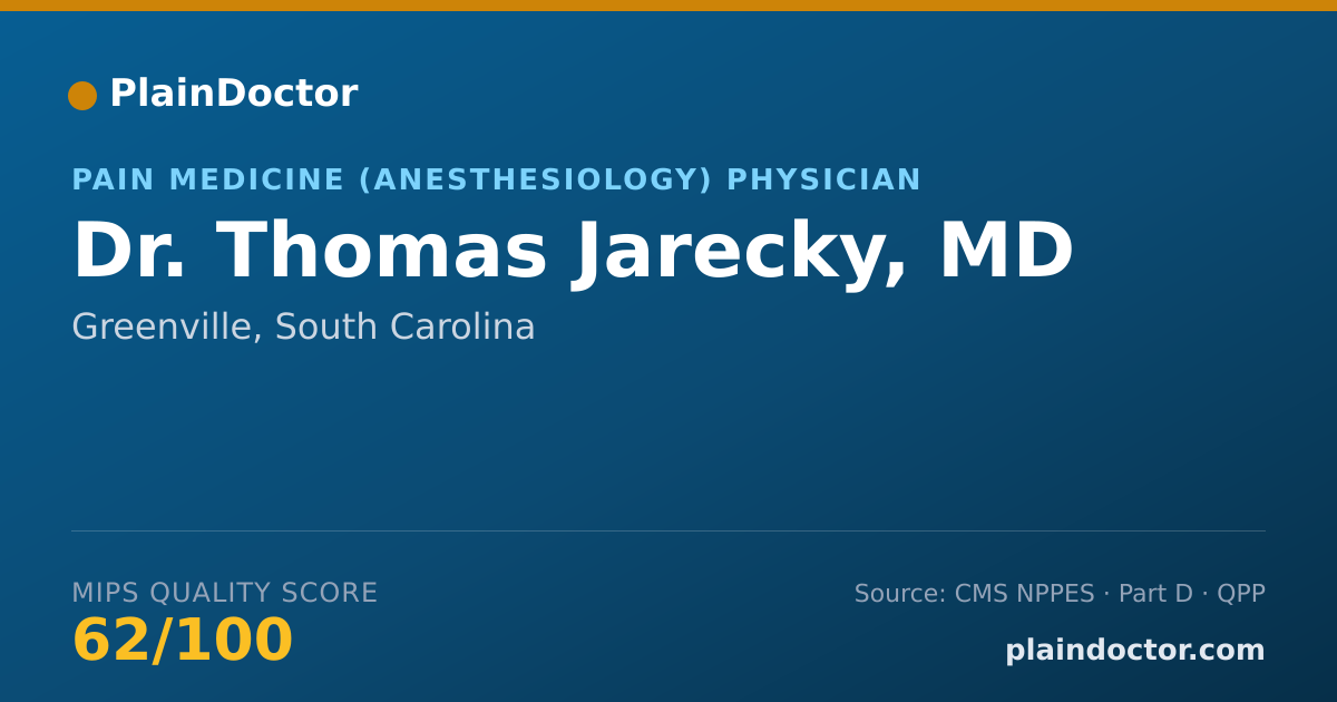 Shareable card for Thomas Jarecky, MD - Pain Medicine (Anesthesiology) Physician, Greenville, SC