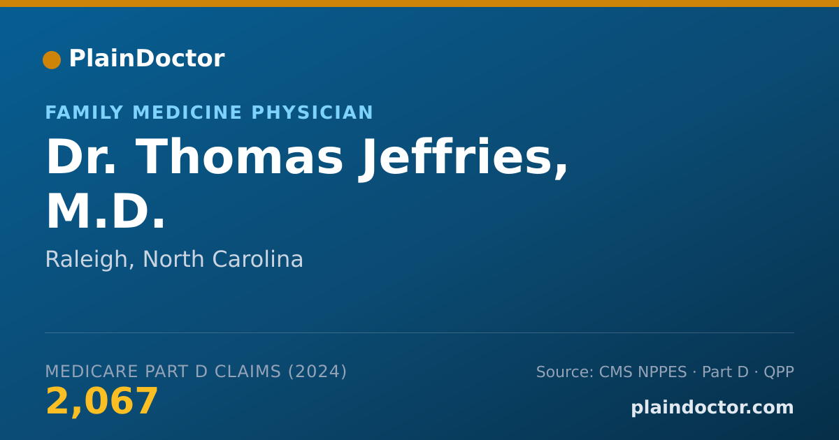 Shareable card for Thomas Jeffries, M.D. - Family Medicine Physician, Raleigh, NC
