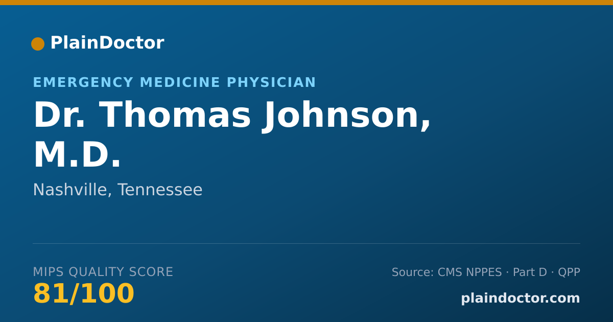 Shareable card for Thomas Johnson, M.D. - Emergency Medicine Physician, Nashville, TN