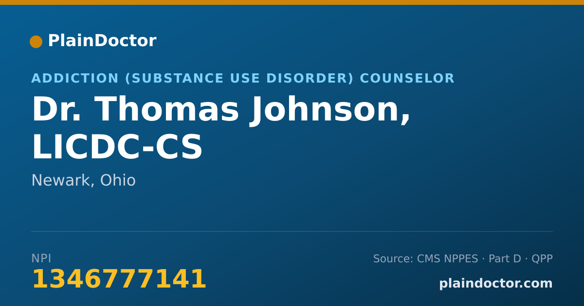 Shareable card for Thomas Johnson, LICDC-CS - Addiction (Substance Use Disorder) Counselor, Newark, OH