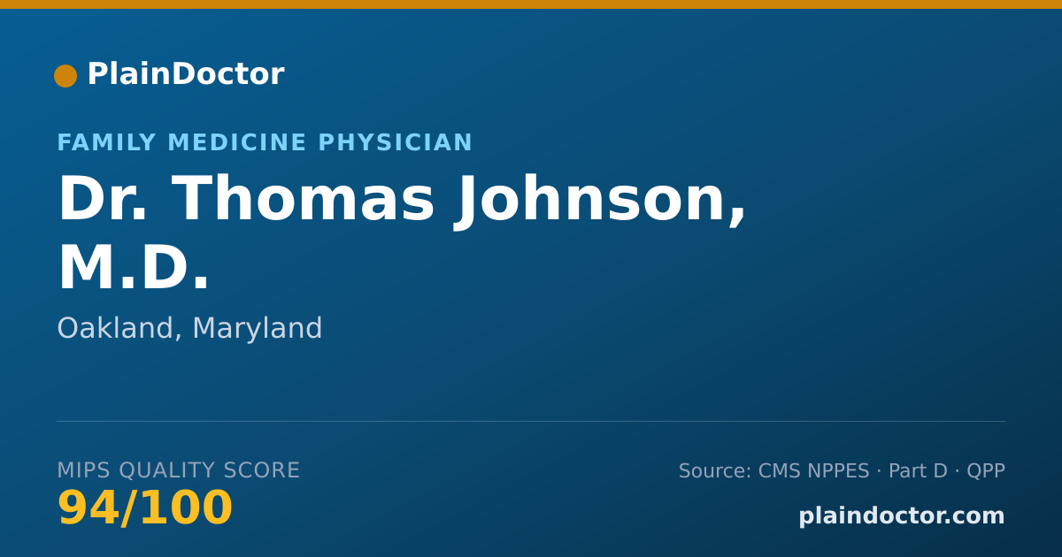 Shareable card for Thomas Johnson, M.D. - Family Medicine Physician, Oakland, MD