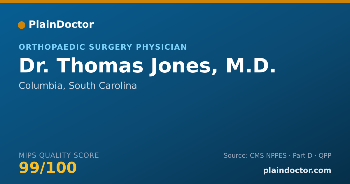 Shareable card for Thomas Jones, M.D. - Orthopaedic Trauma Physician, Columbia, SC