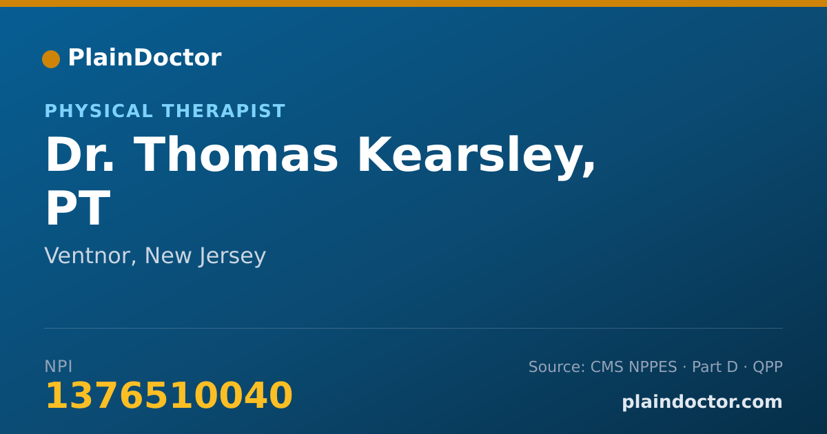 Shareable card for Thomas Kearsley, PT - Physical Therapist, Ventnor, NJ