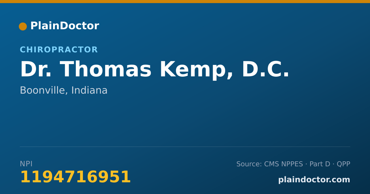 Shareable card for Thomas Kemp, D.C. - Chiropractor, Boonville, IN