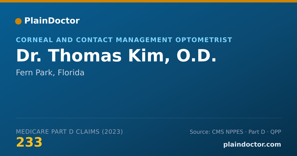 Shareable card for Thomas Kim, O.D. - Corneal and Contact Management Optometrist, Fern Park, FL