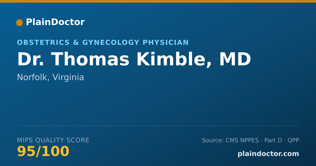 Shareable card for Thomas Kimble, MD - Obstetrics & Gynecology Physician, Norfolk, VA