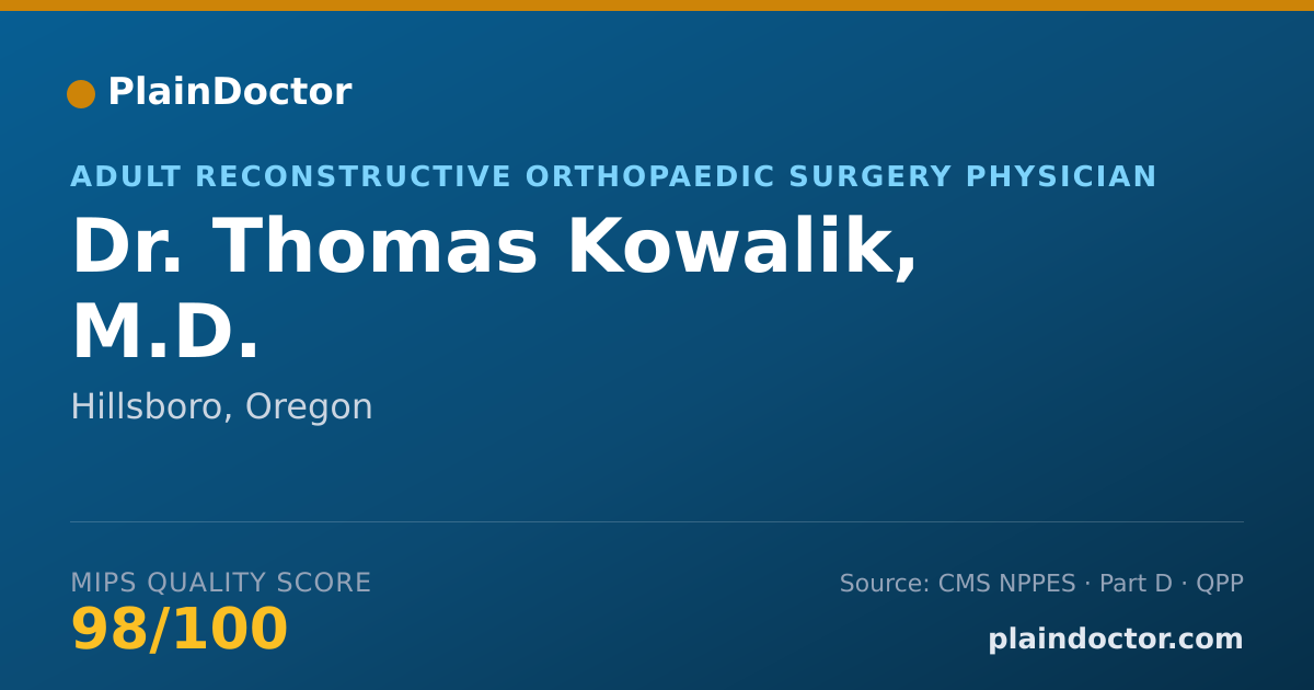 Shareable card for Thomas Kowalik, M.D. - Adult Reconstructive Orthopaedic Surgery Physician, Hillsboro, OR