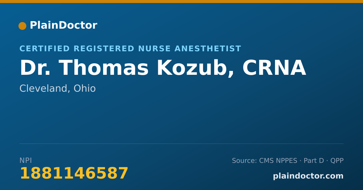 Shareable card for Thomas Kozub, CRNA - Certified Registered Nurse Anesthetist, Cleveland, OH