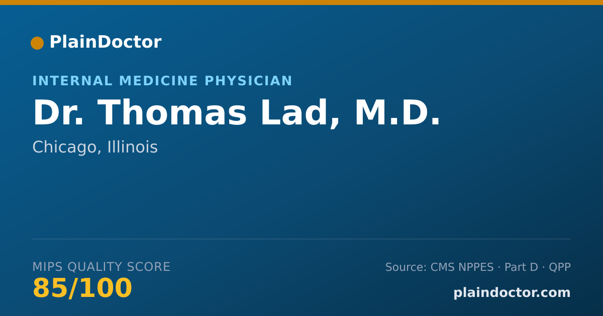 Shareable card for Thomas Lad, M.D. - Internal Medicine Physician, Chicago, IL