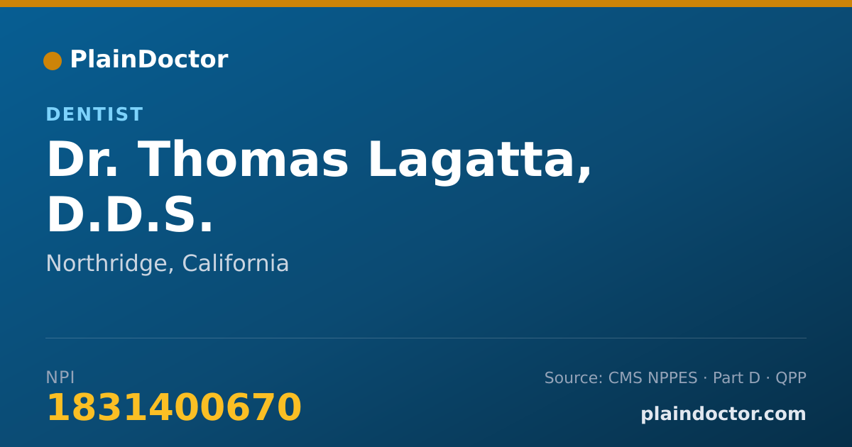 Shareable card for Thomas Lagatta, D.D.S. - Dentist, Northridge, CA
