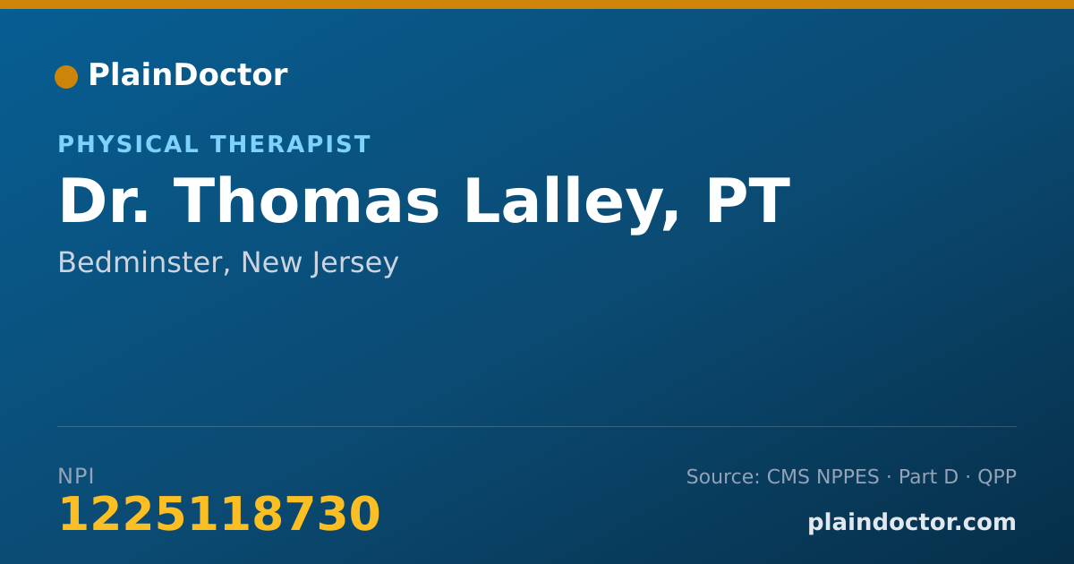 Shareable card for Thomas Lalley, PT - Physical Therapist, Bedminster, NJ