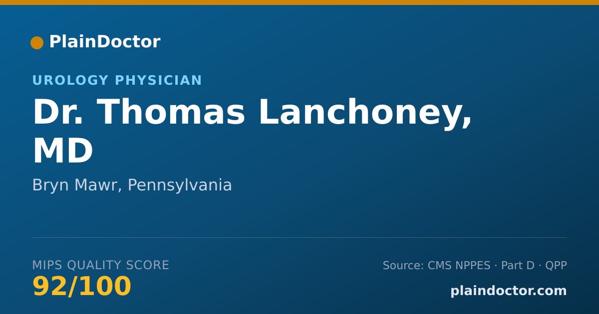 Shareable card for Thomas Lanchoney, MD - Urology Physician, Bryn Mawr, PA