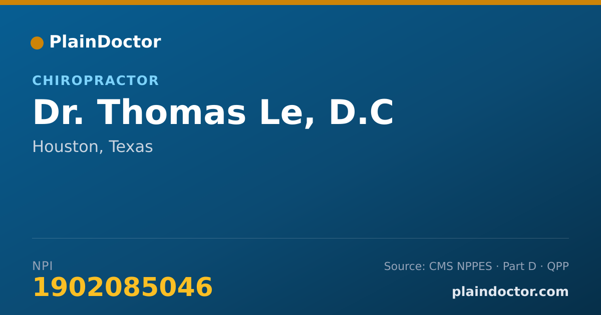 Shareable card for Thomas Le, D.C - Chiropractor, Houston, TX