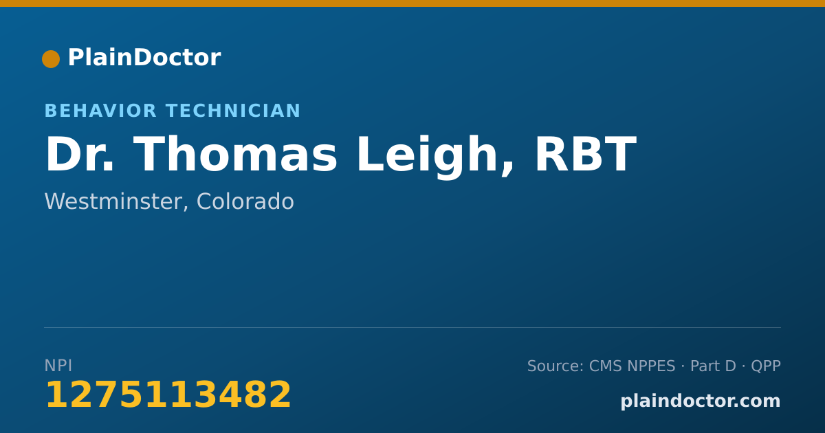 Shareable card for Thomas Leigh, RBT - Behavior Technician, Westminster, CO