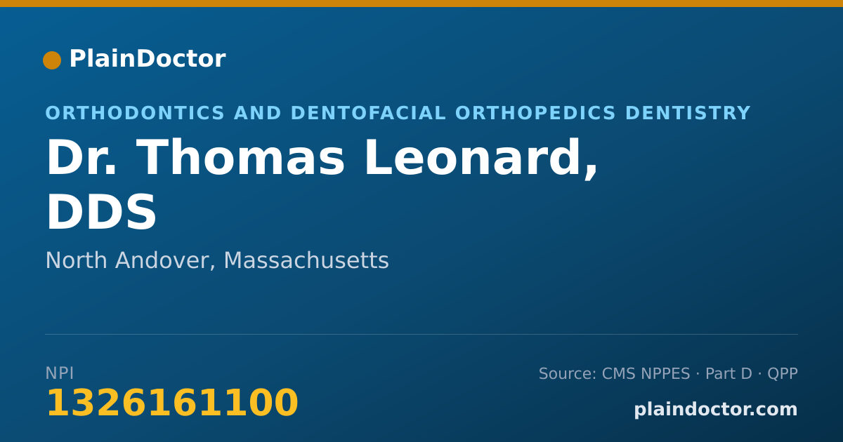 Shareable card for Thomas Leonard, DDS - Orthodontics and Dentofacial Orthopedics Dentistry, North Andover, MA