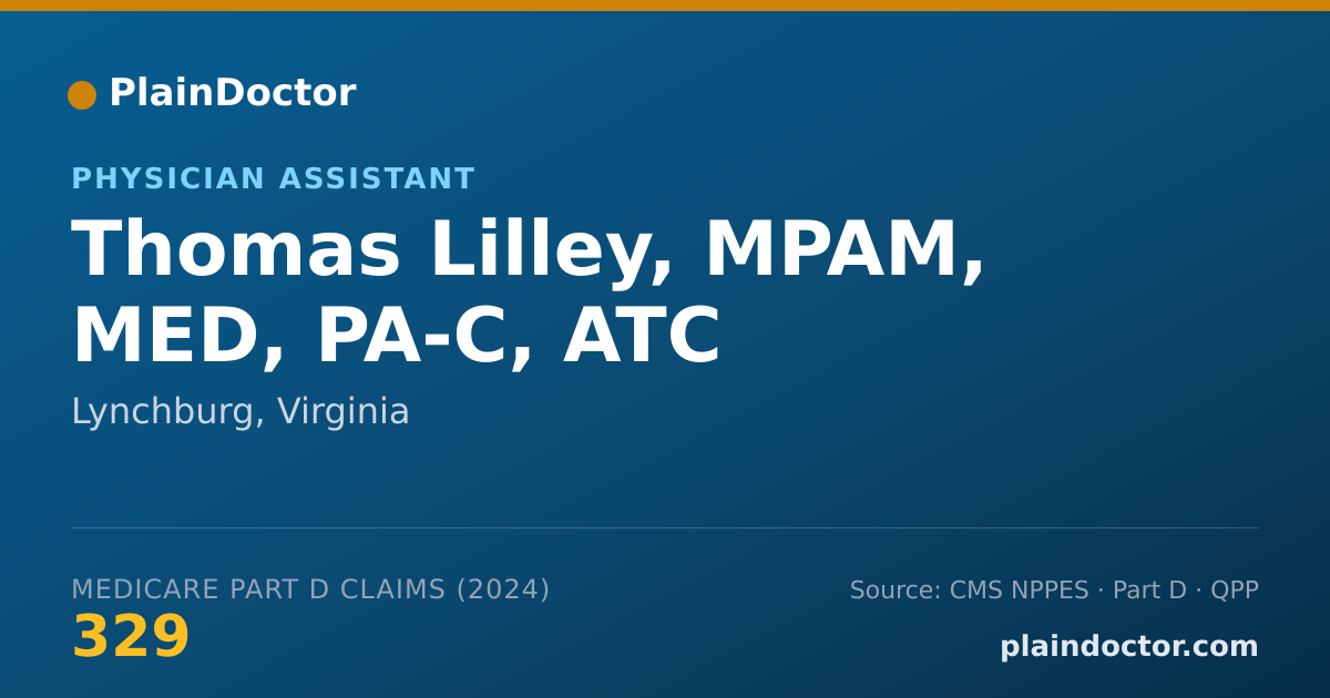 Shareable card for Thomas Lilley, MPAM, MED, PA-C, ATC - Athletic Trainer, Lynchburg, VA